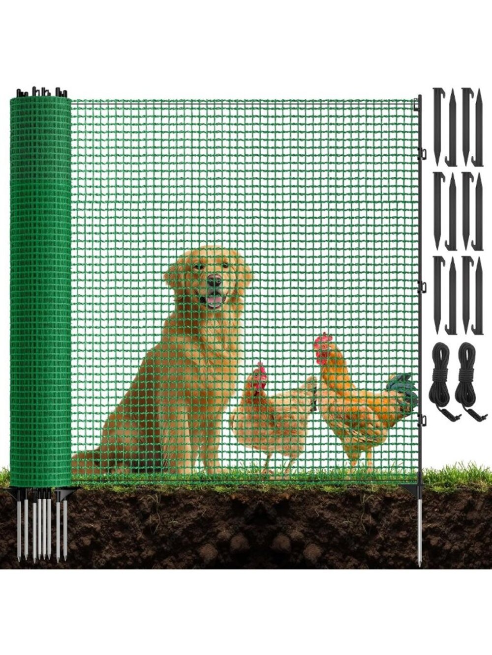 50FT Temporary Garden Safety Fence with Posts - Durable, Easy Install, Outdoor